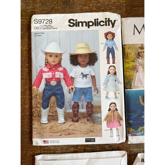 *Lot of 4* Sewing Patterns Bundle 18" Doll Dress American Girl Next Gen UNCUT - Picture 3 of 6